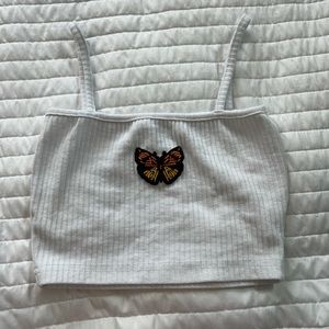 Girls white cropped tank top